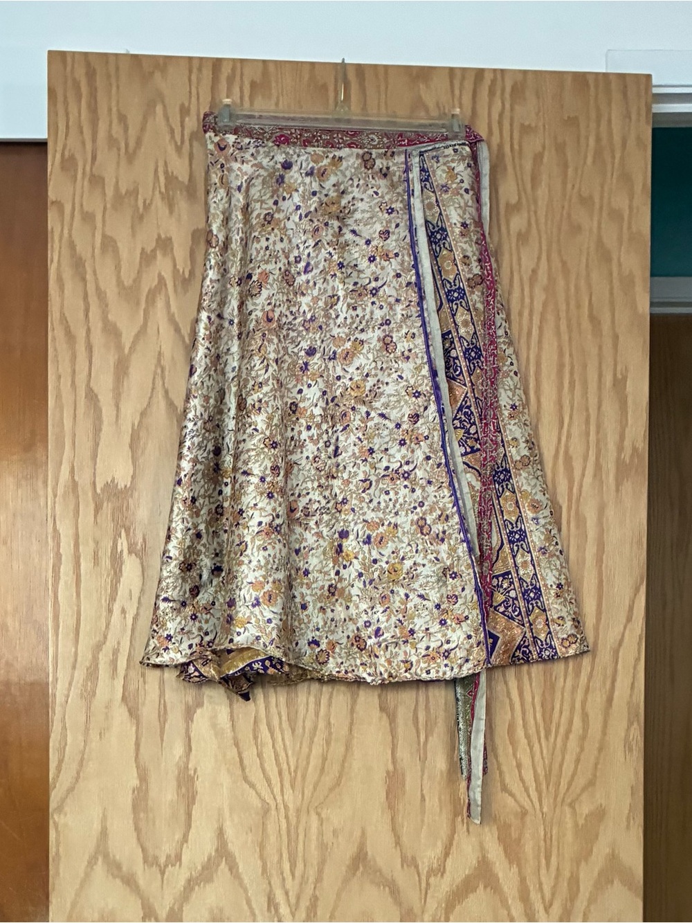 Silk Reversible Wrap Around Floral Skirt